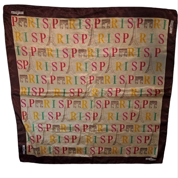 J. MICO SANCHO GRAPHIC PARIS all over monogram eiffel tower colorful scarf 35x35 - Picture 2 of 8